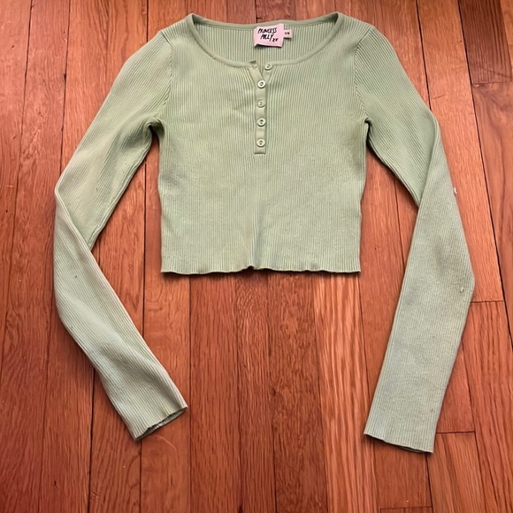 Princess Polly Sweaters - Princess Polly • VGUC mint green ribbed crop sweater • size S/M